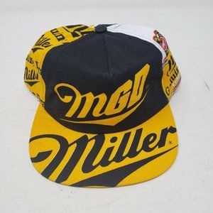 Vintage MGD Miller Loud Bright Yellow Black Mens OS Snapback Hat Cap Beer USA